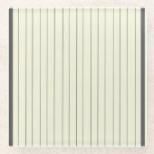 黒ベージュの垂直ストライプパターン ガラスコースター (正面)