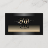 黒ベージュエレガントグラデーションとイニシャルモダン 名刺 (正面)