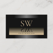 黒ベージュエレガントグラデーションとモノグラムモダン 名刺 (正面)