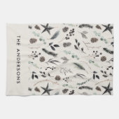 黒ベージュモダンスのスエレガントクリスマ キッチンタオル (横)