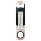 黒ベージュモダン幾何学的抽象芸術パターン スピード栓抜き (正面)