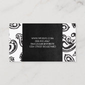 黒ペイズリー花柄 |ブラックレザー 名刺 (裏面)
