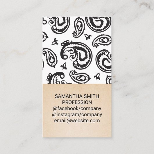 黒ペイズリー花柄 名刺 (裏面)