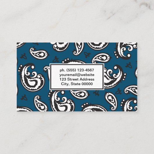 黒ペイズリー花柄 名刺 (裏面)