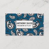 黒ペイズリー花柄 名刺 (正面)