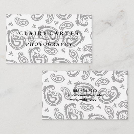 黒ペイズリー花柄 名刺 (正面/裏面)