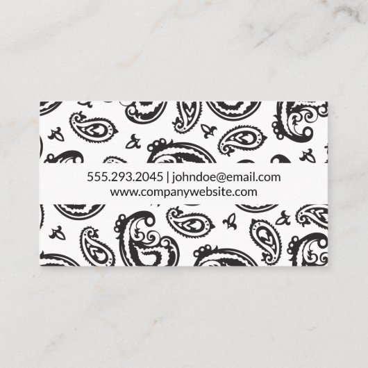 黒ペイズリー花柄 名刺 (裏面)