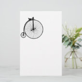 黒ペニーの農耕用ヴィンテージ自転車 便箋 (スタンド正面)