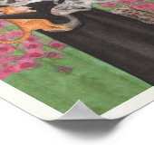 黒ペルシャ猫の水彩水彩花瓶 ポスター (角)