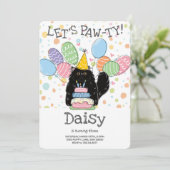 黒ペルシャ猫ロングヘア誕生日パーティー 招待状 (スタンド正面)