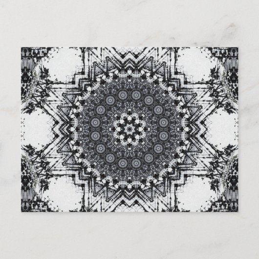 黒ペンスケッチ抽象芸術曼荼羅 ポストカード (正面)