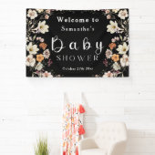 黒ボホモダンワ素朴ンドフラワー赤ちゃんシャワー 横断幕 (インサイチュ)