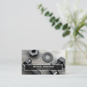 黒ボルモダントとナットのファスナー金物店 名刺 (スタンド正面)