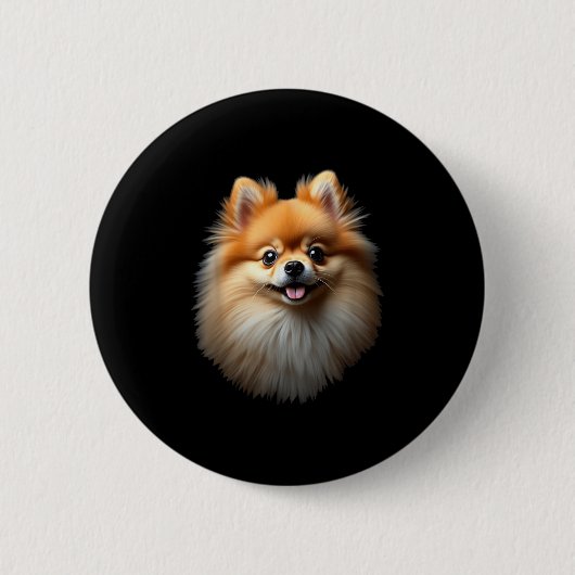 黒ポメラニアン犬 ポメ顔 缶バッジ (正面)