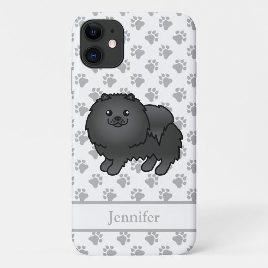 黒ポメラニアン かわいい カートゥーン 犬 名前 Case-Mate iPhoneケース (裏面)