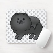 黒ポメラニアン かわいい カートゥーン 犬 & 肉球 マウスパッド (マウス)