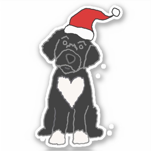黒ポルおもしろいガルの水犬のクリスマス シール (正面)