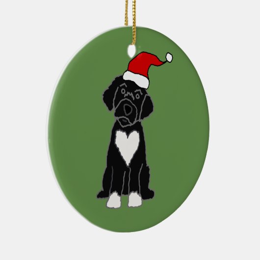 黒ポルおもしろいガルの水犬のクリスマス セラミックオーナメント (右)