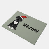 黒ポルおもしろいガルの水犬のクリスマス ドアマット (アングル)