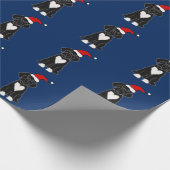 黒ポルおもしろいガルの水犬のクリスマス ラッピングペーパー (角)