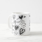 黒マグカップの美しいハート コーヒーマグカップ (正面左)