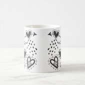 黒マグカップの美しいハート コーヒーマグカップ (中央)