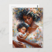 黒ママとベビー娘フローラアート ポストカード (正面/裏面)