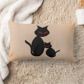 黒ママと子猫赤い目の猫枕 ランバークッション (ブランケット)