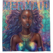 黒マーメイドシャワーカーテン シャワーカーテン (正面)