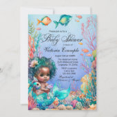 黒マーメイド赤ちゃんシャワー 招待状 (正面)