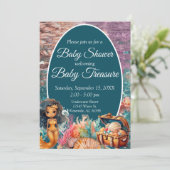 黒マーメイド赤ちゃんシャワー 招待状 (スタンド正面)