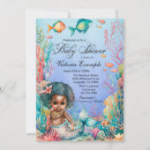 黒マーメイド赤ちゃんシャワー 招待状 (正面)