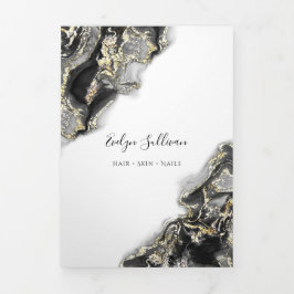 黒マーリングデザイン3折パンフレット 三つ折りカード