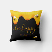 黒ミツバチ幸せでぶつぶつ蜂の甘い蜂蜜モノグラム クッション (裏面)