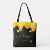 黒ミツバチ幸せでぶつぶつ蜂の甘い蜂蜜モノグラム トートバッグ (裏面)