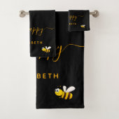 黒ミツバチ幸せでぶつぶつ蜂の甘い蜂蜜モノグラム バスタオルセット (インサイチュ)