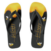 黒ミツバチ幸せでぶつぶつ蜂の甘い蜂蜜モノグラム ビーチサンダル (フットベッド)
