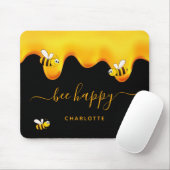 黒ミツバチ幸せでぶつぶつ蜂の甘い蜂蜜モノグラム マウスパッド (マウス)