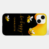 黒ミツバチ幸せでぶつぶつ蜂の甘い蜂蜜モノグラム Case-Mate iPhoneケース (裏面 (横))