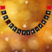 黒ミニマリスト白い赤の卒業 バンティングフラッグ