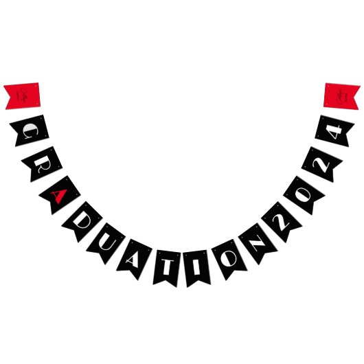 黒ミニマリスト白い赤の卒業 バンティングフラッグ (全)