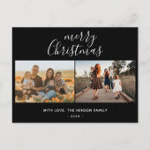 黒ミニマルいクリスマススクリプトファミリー2写真 シーズンポストカード (正面)