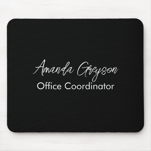 黒ミニマルと白あなたの名前を追加モノグラム マウスパッド (正面)
