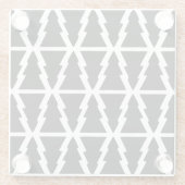 黒ミニマルと白のクリスマスツリーパターン ガラスコースター (裏面)