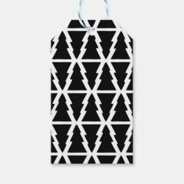 黒ミニマルと白のクリスマスツリーパターン ギフトタグ