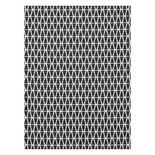 黒ミニマルと白のクリスマスツリーパターン テーブルクロス (正面)