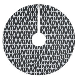 黒ミニマルと白のクリスマスツリーパターン ブラッシュドポリエステルツリースカート