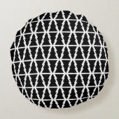 黒ミニマルと白のクリスマスツリーパターン ラウンドクッション (裏面)