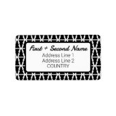 黒ミニマルと白のクリスマスツリーパターン ラベル (正面)