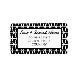 黒ミニマルと白のクリスマスツリーパターン ラベル